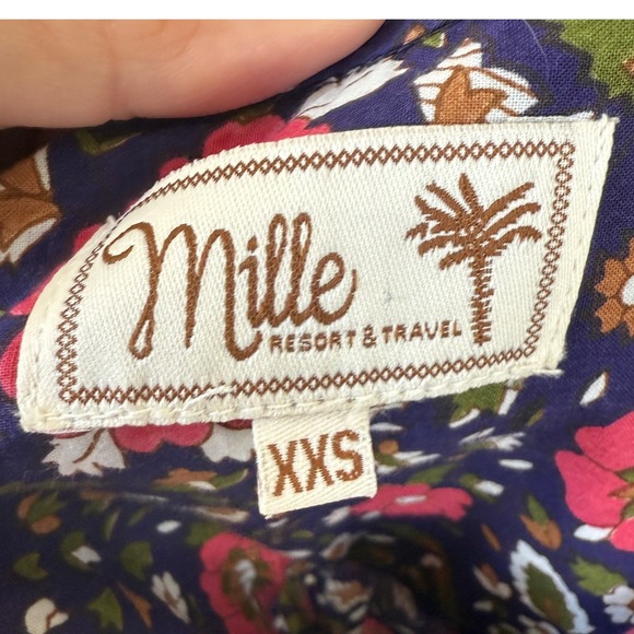 Mille Resort & Travel Floral Cotton Blouse‎ XXS Boho Peasant Top India Vintage - Picture 3 of 6